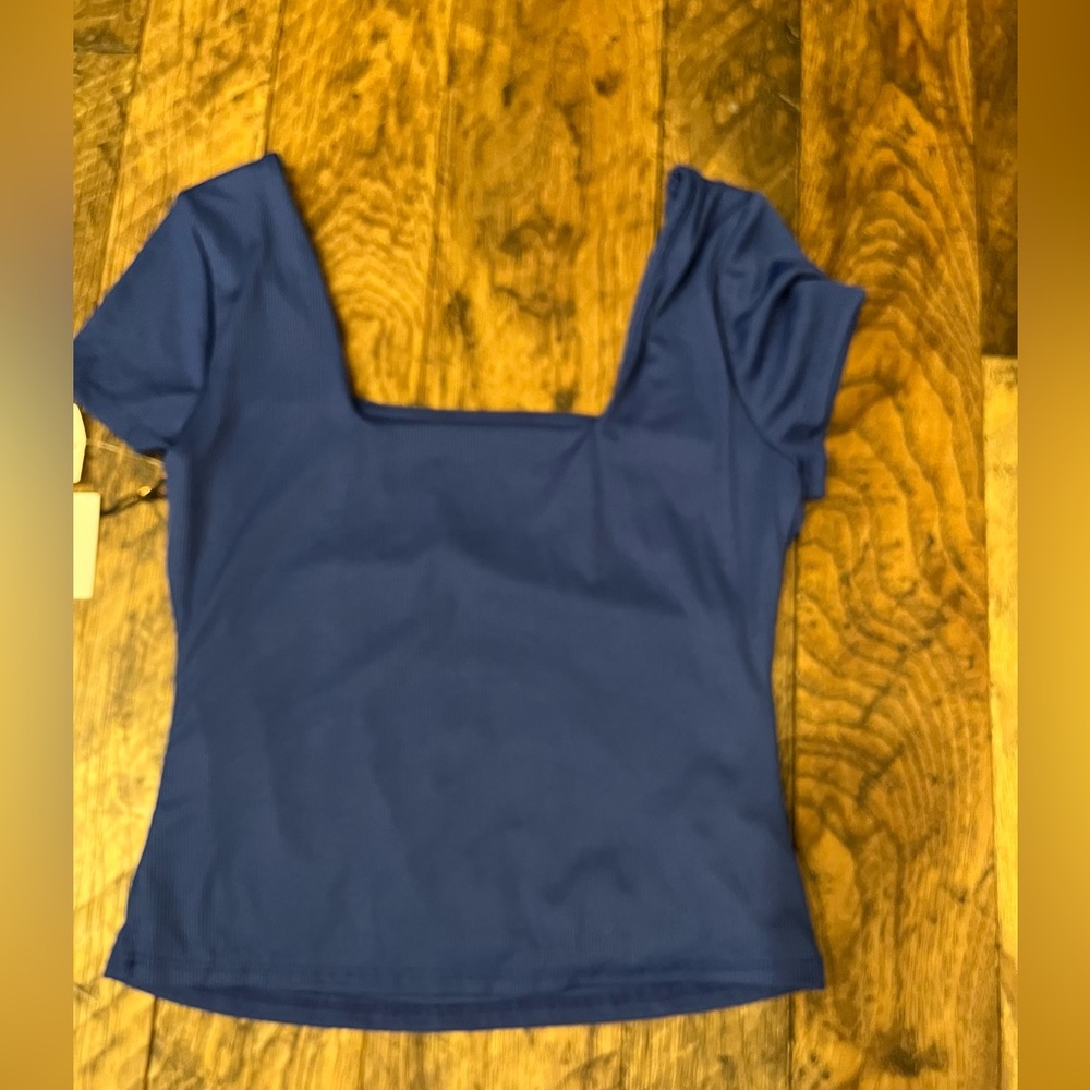 Originality rib knit square neck crop top